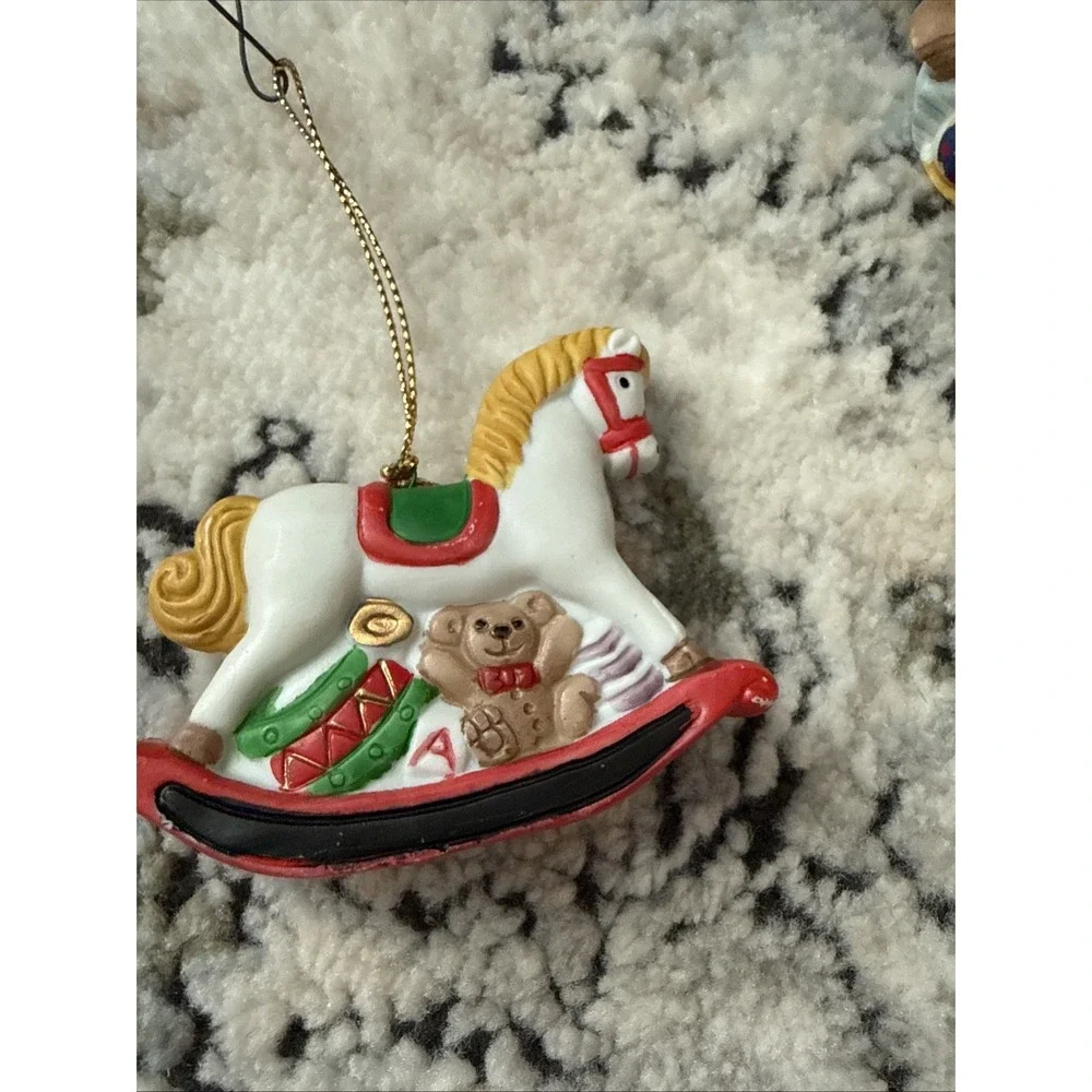 Vintage 90s Christmas Ornaments Lot Of 3 Ceramic